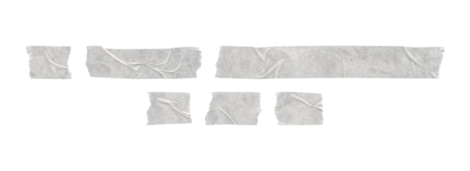 white tape elements for planners journals and note pages, transparent png
