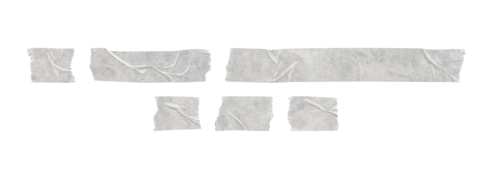 white tape elements for planners journals and note pages, transparent png
