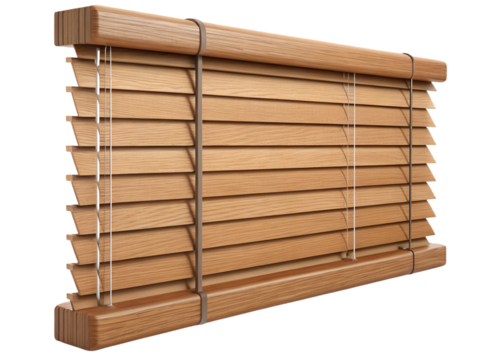 Wooden venetian blind isolated on transparent background