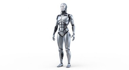 Fototapeta premium Futuristic humanoid robot design concept exploring advanced ui ux elements for next-generation interfaces isolated on white background