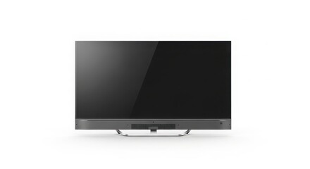 Modern flat screen television display with sleek stand for digital media and entertainment ui ux design asset isolated on white background