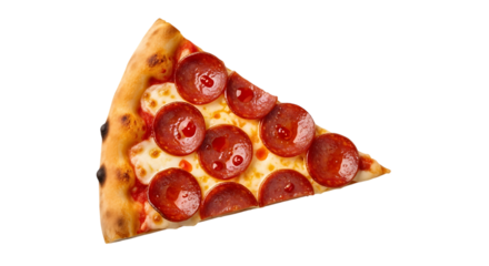 Delicious pepperoni pizza slice italian food fast food cheese crust meal snack lunch dinner 100 character seo transparent background