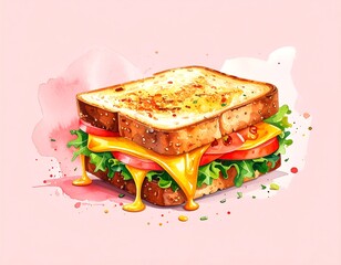 Watercolor sandwich illustration