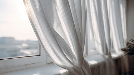 elegant curtains that regulate emotional lighting within room creating atmosphere of coziness and tranquility