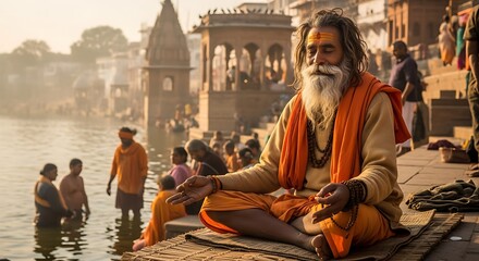 Fototapeta premium Meditating Monk with India.