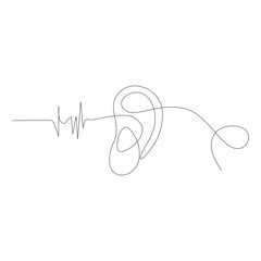 Ear single line art continuous one line drawing  outline vector art.