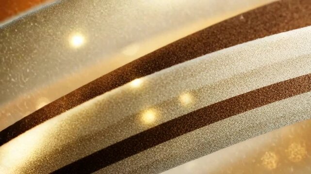 Blurred particle brown cream to beige cornsilk background with golden lights and flowing curves perfect for abstract backgrounds festive designs elegant concepts and artistic projects