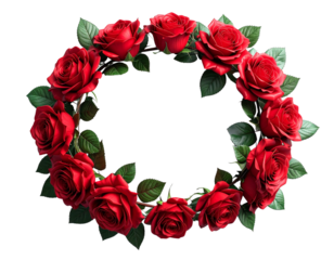 Romantic Floral Headband with Red Roses Isolated