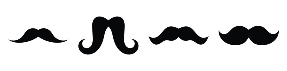Mustache icon vector set isolated on white background. Classic mustache, fathers day symbol. Italy mustache icon. Vector illustration. EPS 10