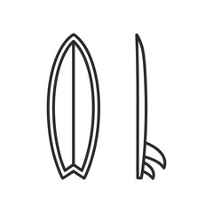 Surfboard Outline Icon Set for Water Sports and Beach Lifestyle in Vector Format