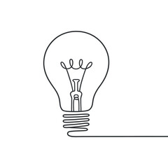 Single Continuous Line Drawing of a Lightbulb Symbolizing Innovation and Ideas