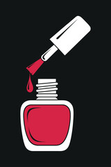 Nail Polish Bottle with Brush Icon Vector Illustration for Beauty and Manicure Design