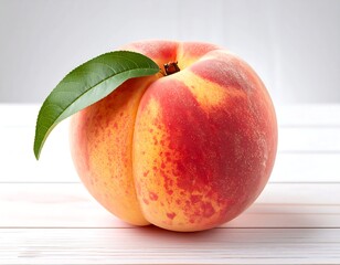 Fresh peach on white wood