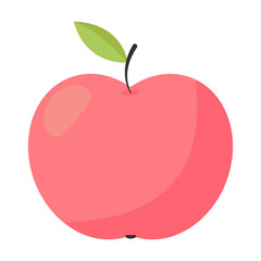 Fresh organic pink apple fruit illustration in a flat design style
