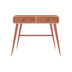 Classic mid-century modern wooden console table with two drawers illustration