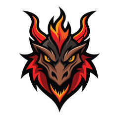 Mystical Dragon Head Mascot Logo Fiery Eyes