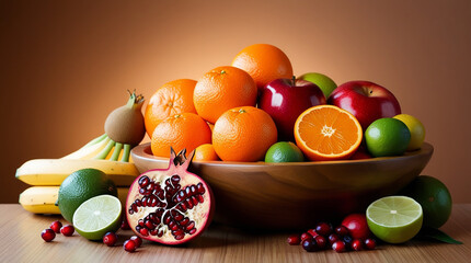Fresh Assorted Fruits in a Wooden Bowl 4