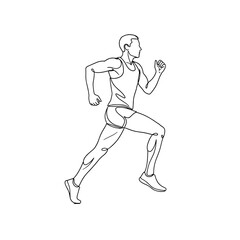 Male runner sprinting in athletic gear with focused expression  
