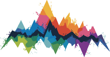 Obraz premium Abstract Colorful Mountain Range with Splatter Effect
