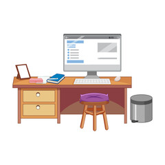 Productive Home Office Setup for Remote Work and Digital Learning on White Background