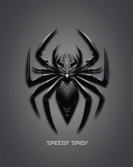 Metallic Black Spider 3D Logo Vector Character Design