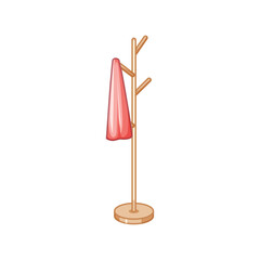 Modern coat stand with a pink scarf, a simple interior decor illustration