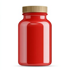 Red Glossy Bottle Mockup with Gold Cap, packaging , bottle