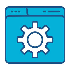 Seo Icon In Blue Monochrome Flat Design, Vector Illustration