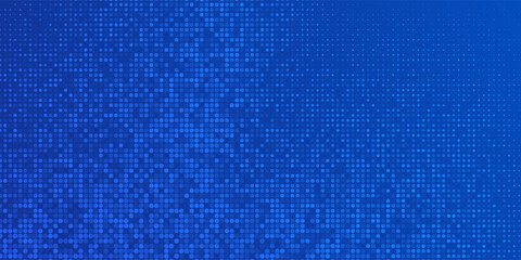Blue pixel background. Abstract digital pattern with square elements grid. Futuristic dotted mesh with gradient effect. Geometric minimal digital design. Modern vector eps10