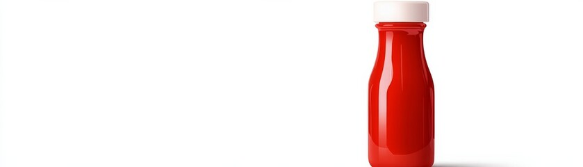 Obraz premium Red Sauce Bottle, White Cap, Mockup Isolated, Condiment ,Ketchup