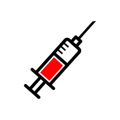 Syringe with blood isolated on white background