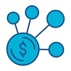 Allocation Icon In Blue Monochrome Flat Design, Vector Illustration