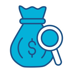 Investigation Icon In Blue Monochrome Flat Design, Vector Illustration