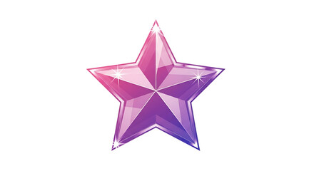 Fototapeta premium A single sparkling pink and purple star, isolated on transparent background