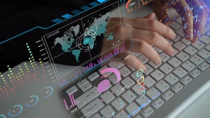 High-tech global network connection interface showing worldwide digital communication, data exchange, and internet connectivity. Global connection, data interaction, and worldwide communication. Thunk