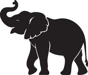Elephant with Trunk Up Silhouette | Lucky Elephant Vector & Clipart