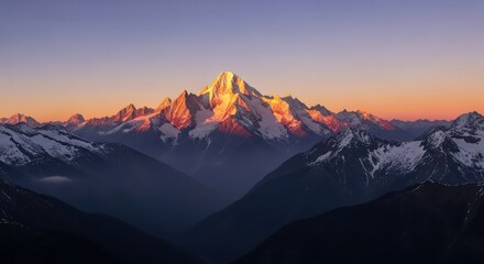 Fototapeta premium Majestic Mountain Peak Illuminated by Golden Sunrise Sky
