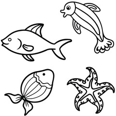 Obraz premium set of cartoon fish
