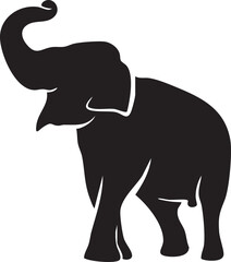 Elephant with Trunk Up Silhouette | Lucky Elephant Vector & Clipart