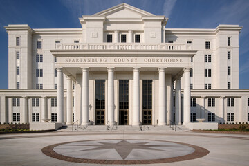 Spartanburg County Courthouse entrance facade in South Carolina