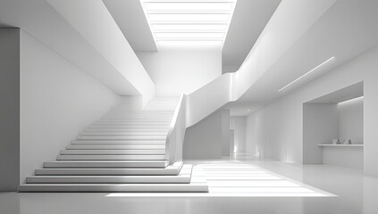 Fototapeta premium Modern white interior staircase design