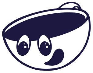 Happy cup of coffee . Comic character with emotional face.