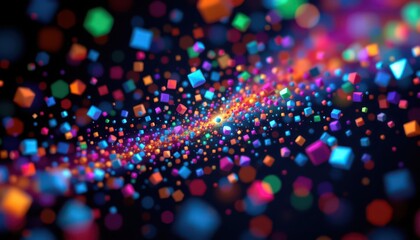Vibrant Digital Energy with Colorful Particle Swirls