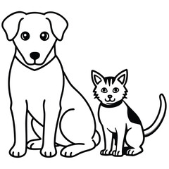 Charming collection of diverse dog and cat pet illustrations for various design projects
