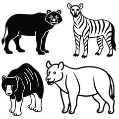 Collection of endangered wildlife animals in diverse natural habitats