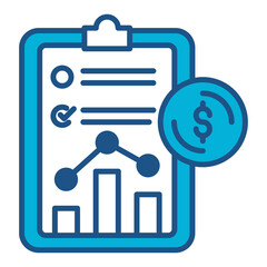 Financial Icon In Blue Monochrome Flat Design, Vector Illustration