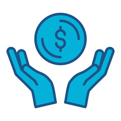 Asset Allocation Icon In Blue Monochrome Flat Design, Vector Illustration