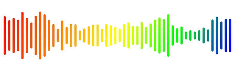 Colorful Digital Audio Spectrum Analyzer or Equalizer with Sound Waves. Concept of Music, Voice, Radio and Sound. Isolated on Transparent Background