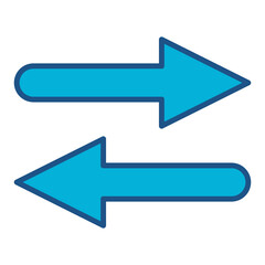 Exchange Icon In Blue Monochrome Flat Design, Vector Illustration