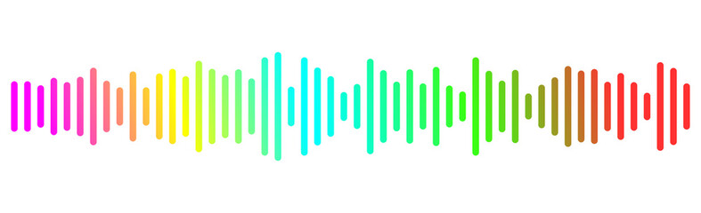 Colorful Digital Audio Spectrum Analyzer or Equalizer with Sound Waves. Concept of Music, Voice, Radio and Sound. Isolated on Transparent Background